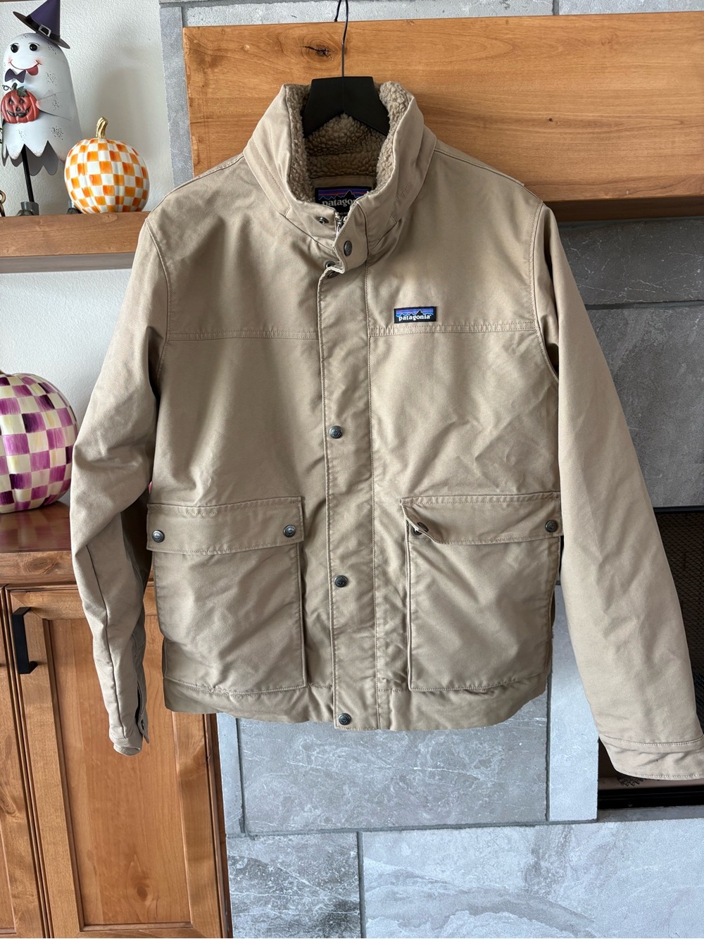 Patagonia Men’s Beige Field Jacket with Sherpa Collar